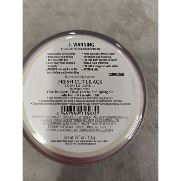 Bath & Body Works 3 Wick Scent Candle Fresh Cut Lilacs *New* - Picture 4 of 4